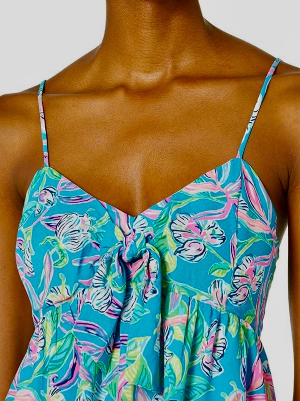 Lilly Pulitzer NWT Turquoise Floral Print Cadie Cami - Picture 3 of 13